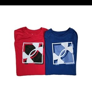 Lot of 2 Under Armour Boys Large (10/12) Long Sleeve Graphic Shirts EUC